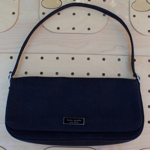 Kate Spade Black Linen Baguette Bag - Picture 1 of 16